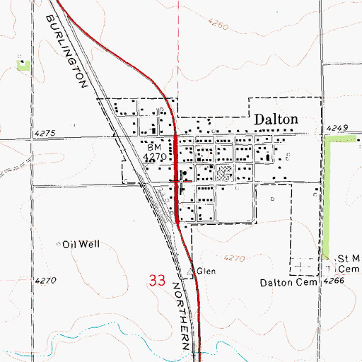 Topographic Map of Dalton Post Office, NE