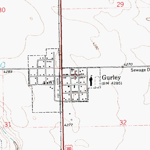 Topographic Map of Crossroads Cooperative Association Elevator, NE