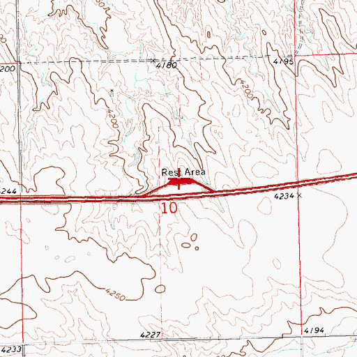 Topographic Map of Sidney Westbound Travel Information Center, NE