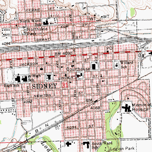 Topographic Map of Sidney Volunteer Fire Department, NE