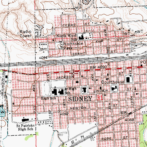 Topographic Map of Sidney Police Department, NE