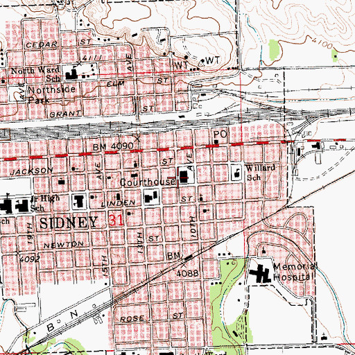 Topographic Map of Cheyenne County Courthouse, NE