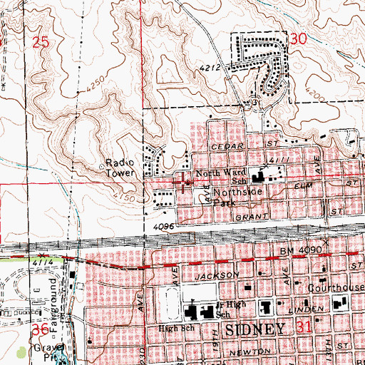 Topographic Map of Grace Baptist Church, NE