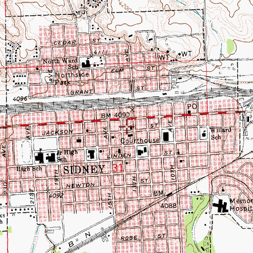 Topographic Map of First Christian Church, NE