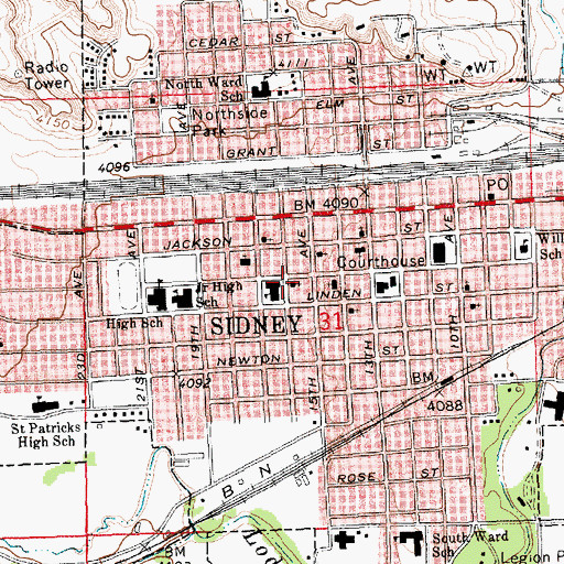 Topographic Map of Assembly of God Church, NE