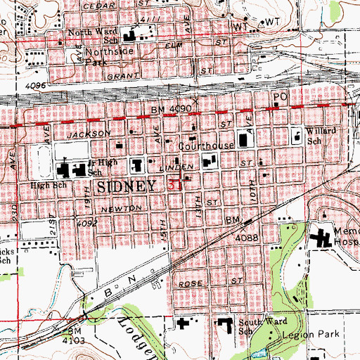 Topographic Map of Light Memorial Presbyterian Church, NE
