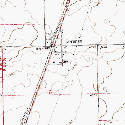 Topographic Map of Lorenzo Public School, NE