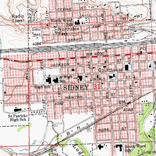 Topographic Map of Central Elementary School, NE