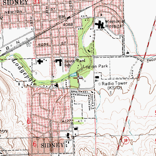 Topographic Map of Living Memorial Gardens, NE