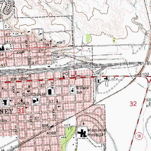 Topographic Map of Fort Sidney Historical Marker, NE
