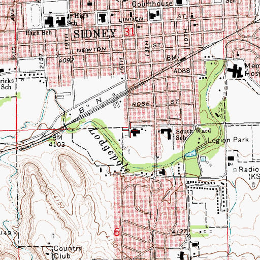 Topographic Map of Sidney Health and Rehabilitation Center, NE