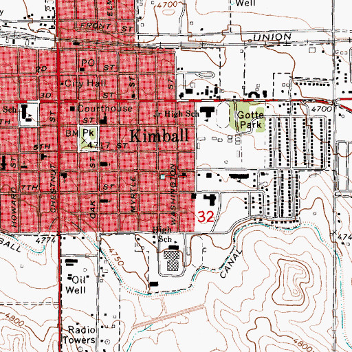 Topographic Map of First Baptist Church, NE