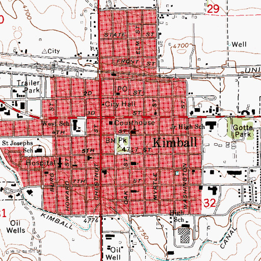 Topographic Map of Trinity United Methodist Church, NE