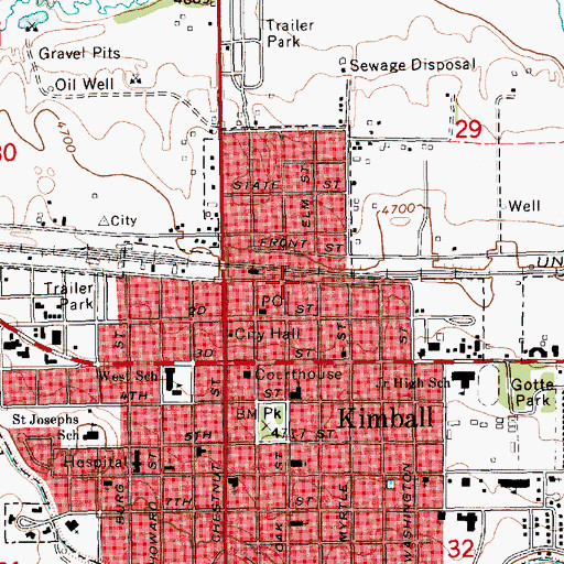 Topographic Map of Kimball Evangelical Free Church, NE
