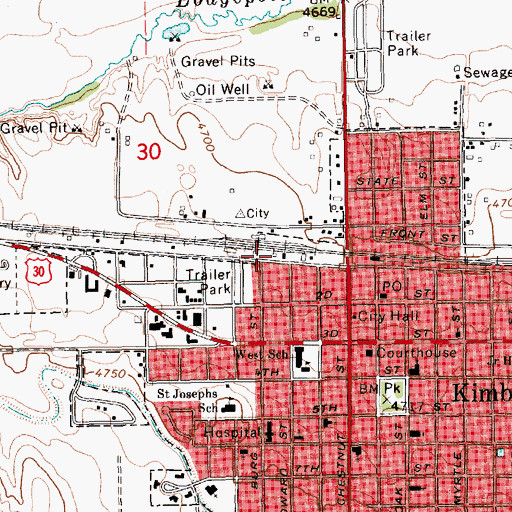 Topographic Map of Kimball, NE