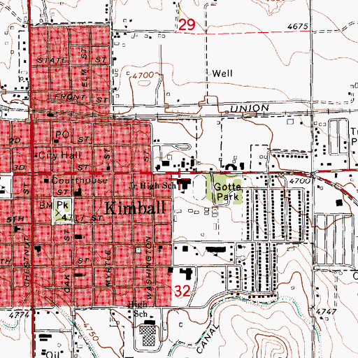 Topographic Map of Kimball Junior High School, NE