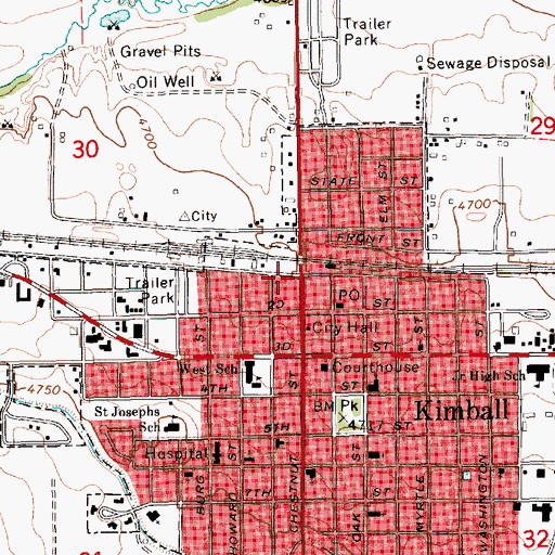 Topographic Map of Kimball Vision Clinic, NE