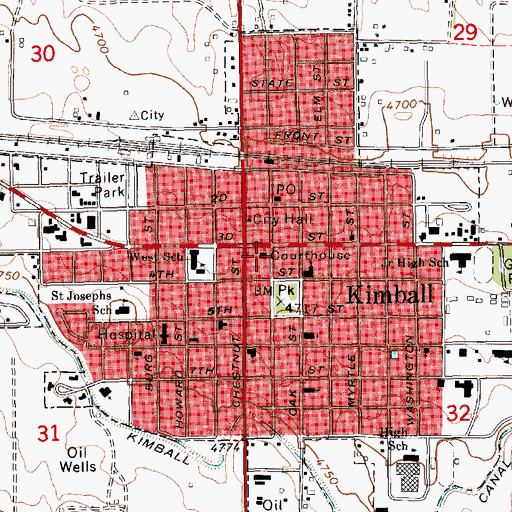 Topographic Map of Kimball County Courthouse, NE