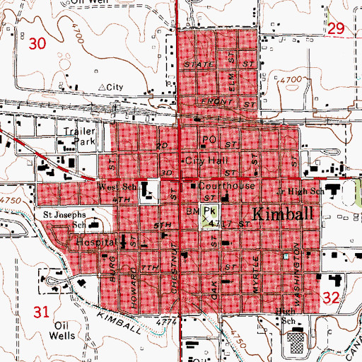 Topographic Map of Kimball County Sheriff Office, NE