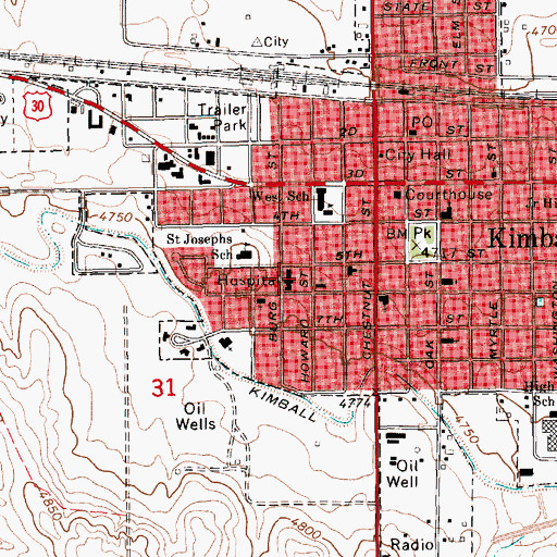Topographic Map of Kimball Health Services, NE