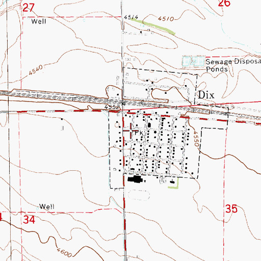 Topographic Map of Dix Fire Department, NE