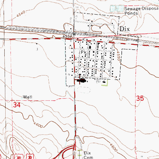 Topographic Map of Potter-Dix Middle School, NE