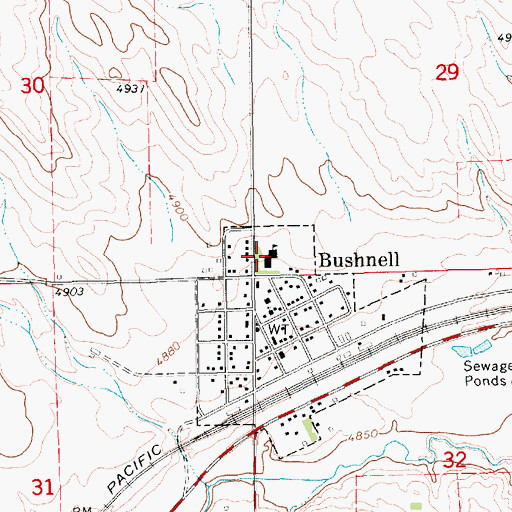 Topographic Map of Bushnell School (historical), NE