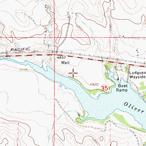 Topographic Map of Oliver Reservoir State Recreation Area, NE