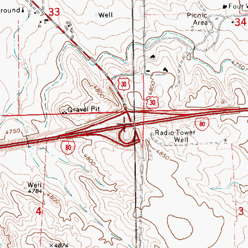 Topographic Map of Interchange 22, NE