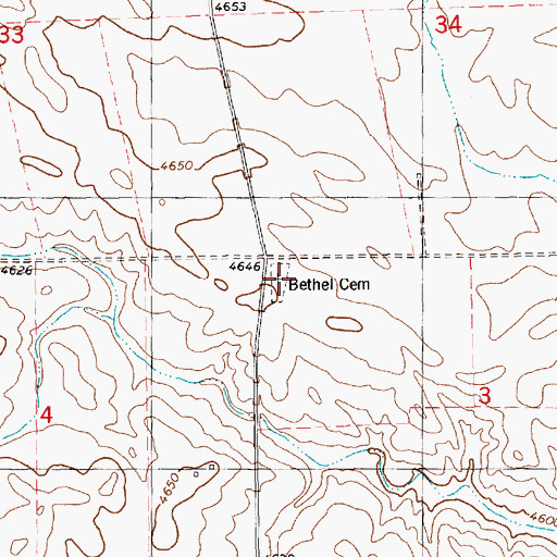 Topographic Map of Bethel Cemetery, NE