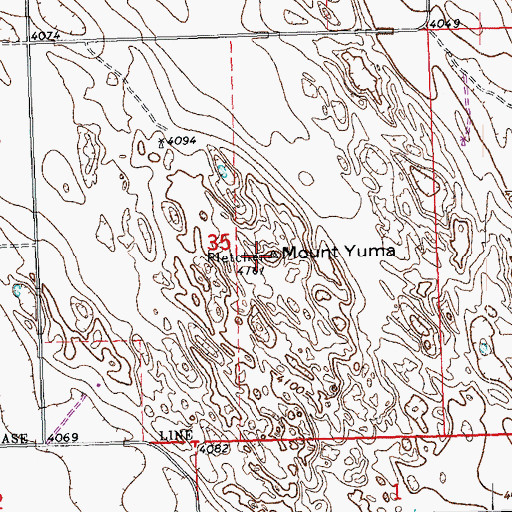 Topographic Map of Mount Yuma, CO
