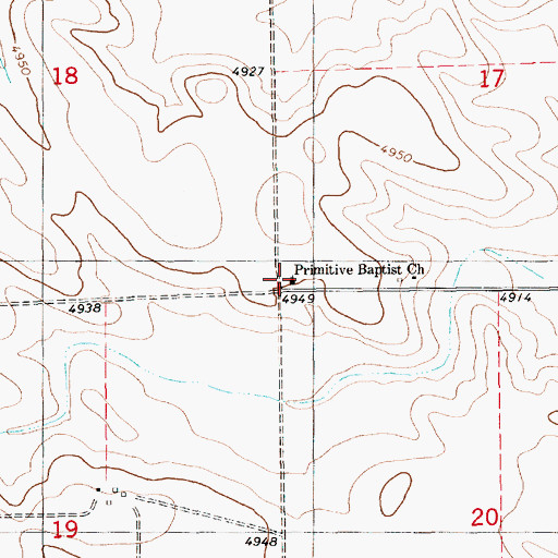 Topographic Map of Primitive Baptist Church, NE