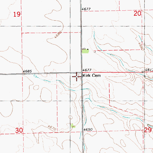 Topographic Map of Kirk Cemetery, NE