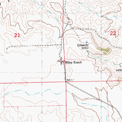 Topographic Map of Miles Ranch, NE