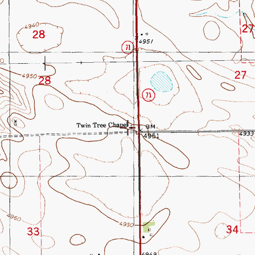 Topographic Map of Twin Tree Chapel, NE