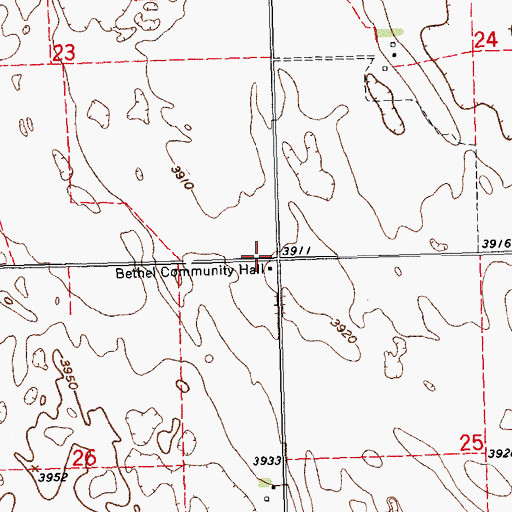 Topographic Map of Bethel Community Hall, CO