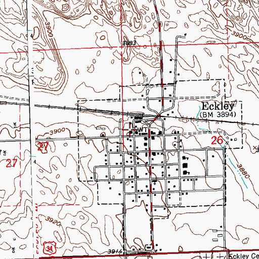 Topographic Map of Eckley, CO