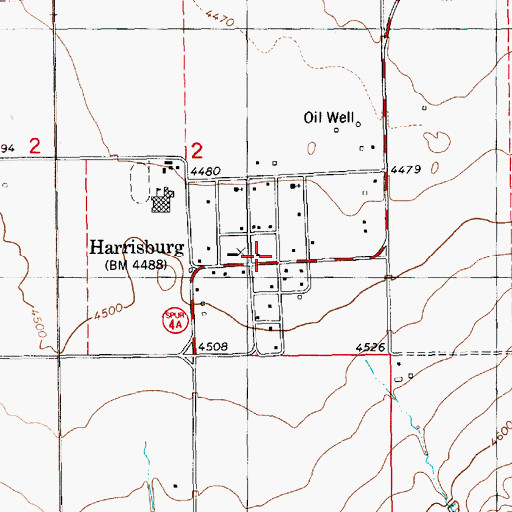 Topographic Map of Harrisburg Post Office, NE