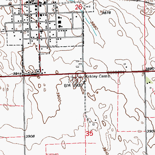 Topographic Map of Eckley Cemetery, CO