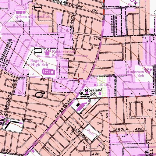 Topographic Map of Cupertino Foursquare Church, CA