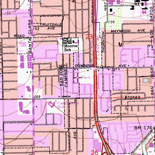 Topographic Map of Hamann Memorial Park, CA