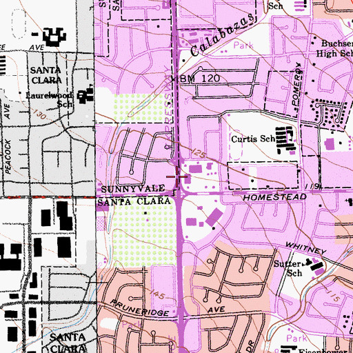 Topographic Map of Homestead Shopping Center, CA