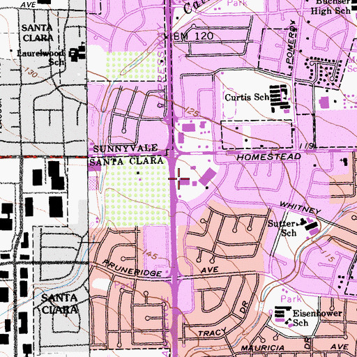 Topographic Map of Lawrence Station Shopping Center, CA