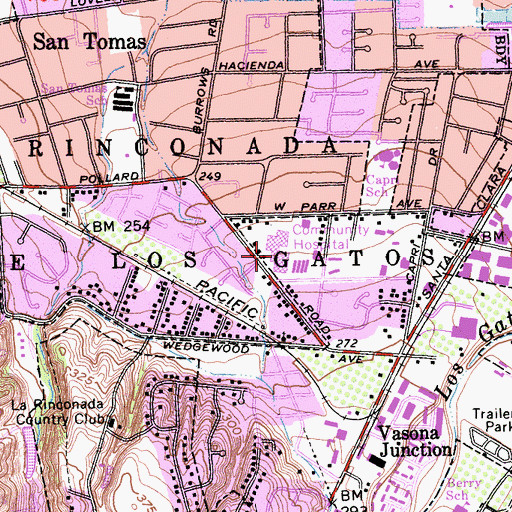 Topographic Map of El Camino Hospital Los Gatos, CA