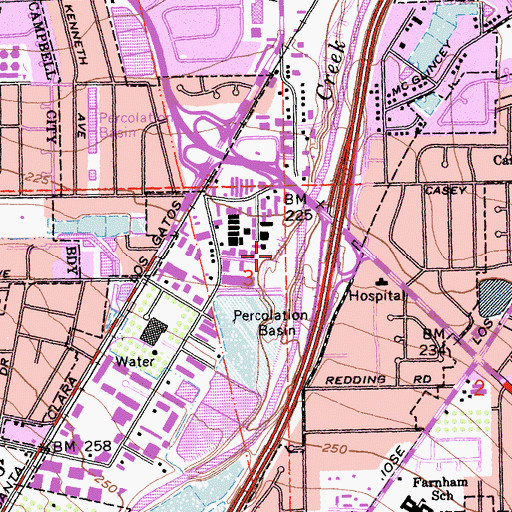 Topographic Map of Los Gatos Creek Park, CA
