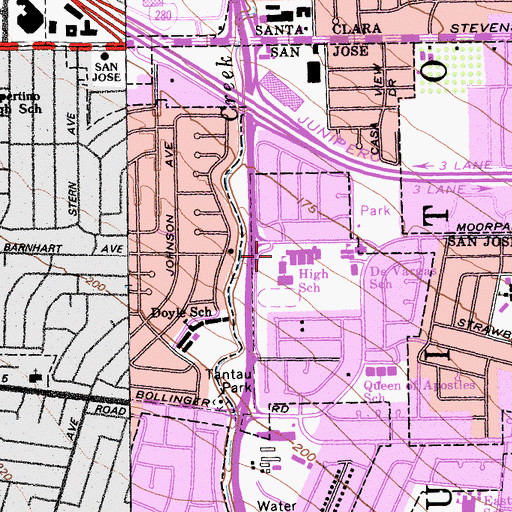 Topographic Map of Archbishop Mitty High School, CA