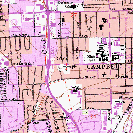 Topographic Map of Old Orchard School, CA