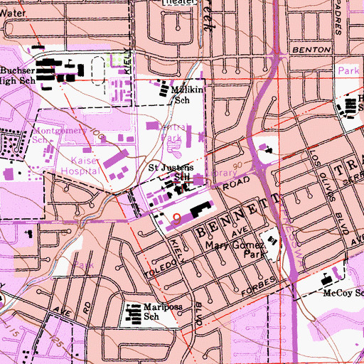 Topographic Map of Santa Clara County Free Library, CA
