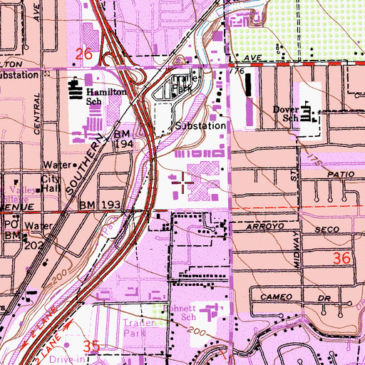 Topographic Map of The Pruneyard Shopping Center, CA