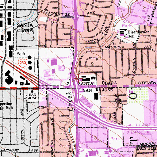 Topographic Map of Villa Shopping Center, CA